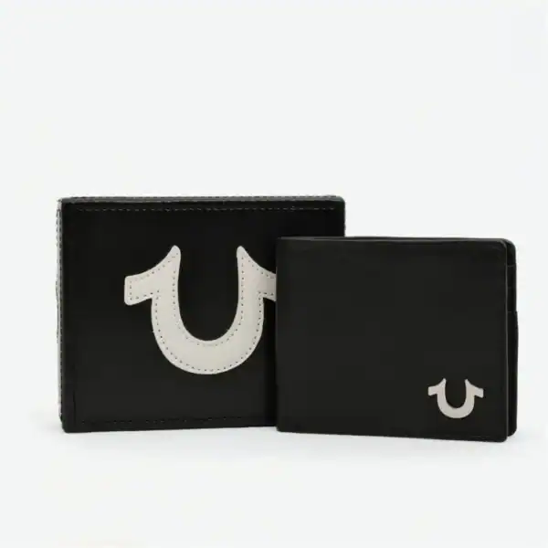 True Religion Mens Forbes Leather Logo Bifold Wallet