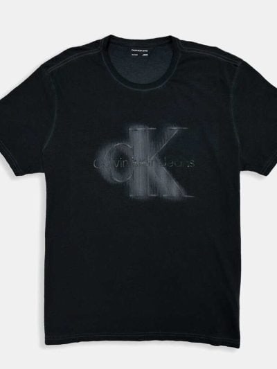 CALVIN KLEIN MEN T-SHIRT MONOGRAM STRIPES LOGO