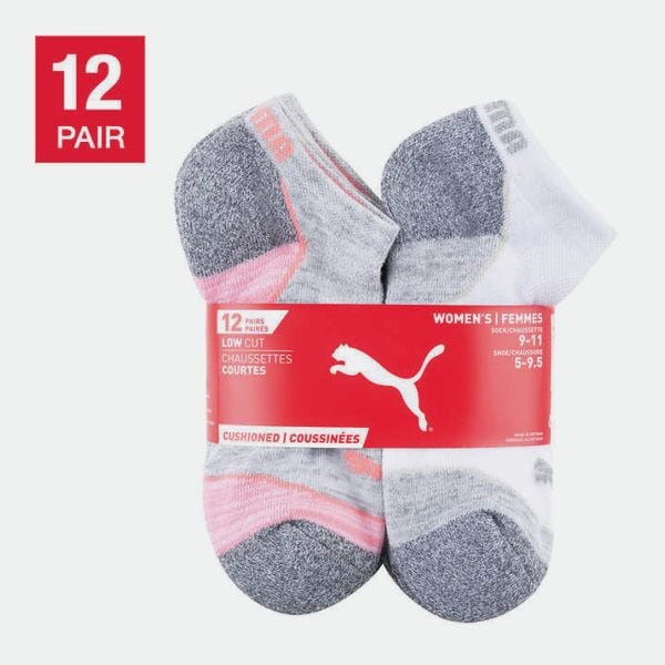 PUMA WOMEN'S LOW CUT CUSHION SOCKS 12PACK (7-12 US)
