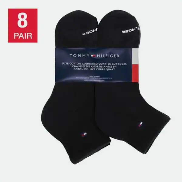 TOMMY HILFIGER MEN'S QUARTER CUT SOCKS 8 PAIRS (7-12 US)