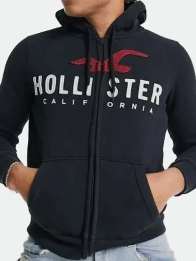 Hollister Men Hoodie Full-zip Big Logo