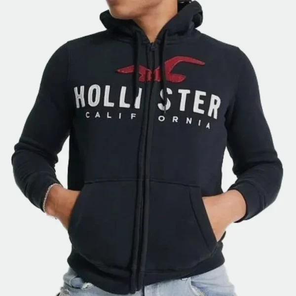 Hollister Men Hoodie Full-zip Big Logo