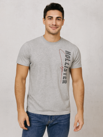 HOLLISTER MEN T-SHIRT BIG VERTICAL LOGO