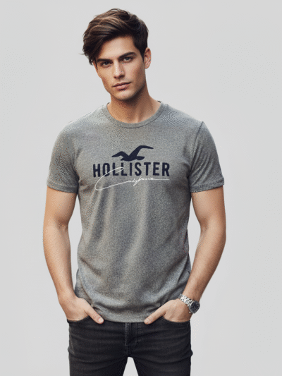 HOLLISTER CALIFORNIA MEN T-SHIRT BIG EMROIDERED LOGO