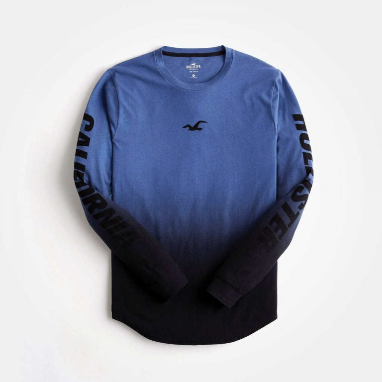 HOLLISTER MEN LONG SLEEVE SWEATSHIRT CURVED HEM