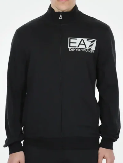 EA7 EMPORIO ARMANI FULL-ZIP SWEATSHIRT MONOGRAM LOGO