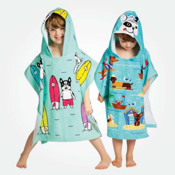 Just Kidding Kids Hooded Towel - Dog's Vacation & Surf Dog (Set Of 2)