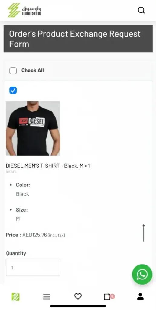 Select Product for Exchange original