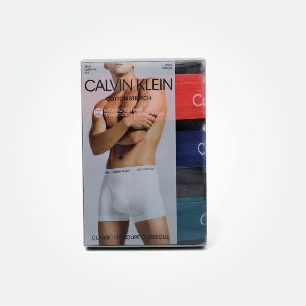 CALVIN KLEIN UNDERWEAR COTTON STRETCH MEN'S 3 PACK BOXER BRIEFS TRUNK