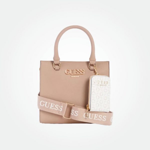 Guess Tremblay Small Satchel Bag in Dark Taupe