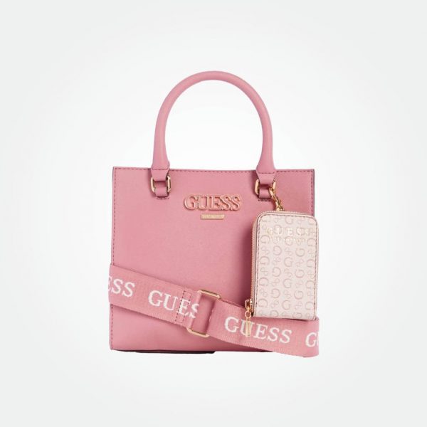 Guess Tremblay Small Satchel Bag in Powder/Rose