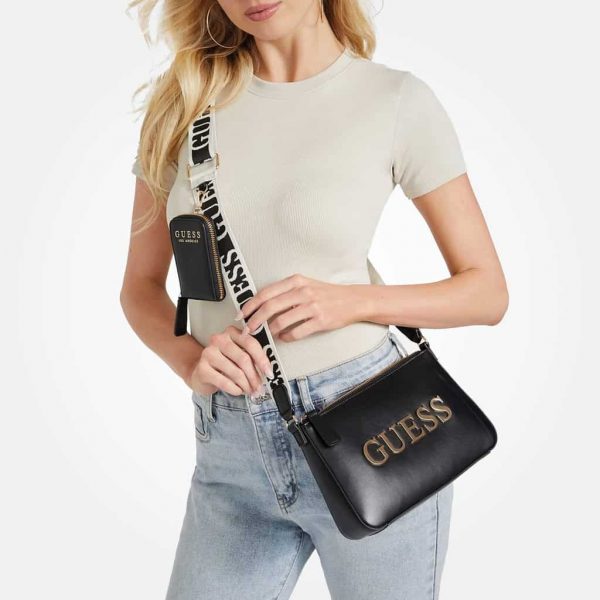 Guess Caracara Zip-Top Crossbody in Black - Image 2