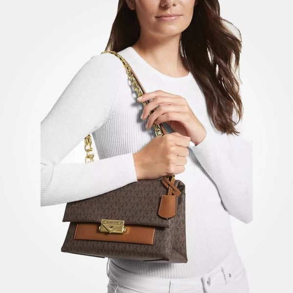 Michael Kors Women's Cece Medium Logo Shoulder Bag in Brown - Image 2
