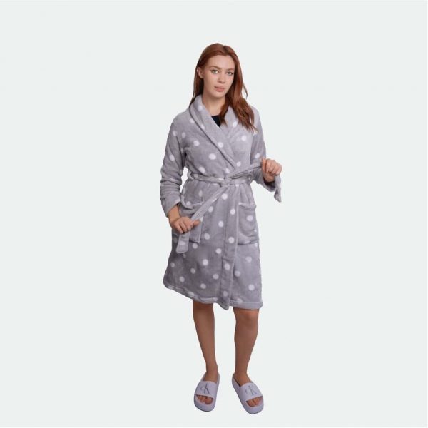 Inspiration Womens Bathrobe Printed Flannel Dot - Image 2