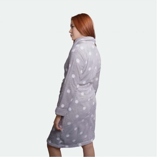 Inspiration Womens Bathrobe Printed Flannel Dot - Image 3