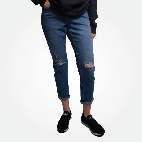 Calvin Klein Women's Tattered Mid Rise Slim Boyfriend Jeans - Image 2