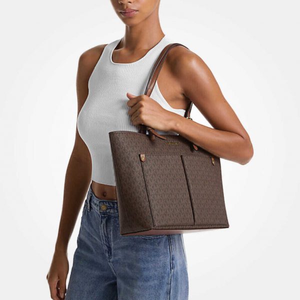 Michael Kors Jet Set Medium Logo Pocket Tote Bag - Image 3