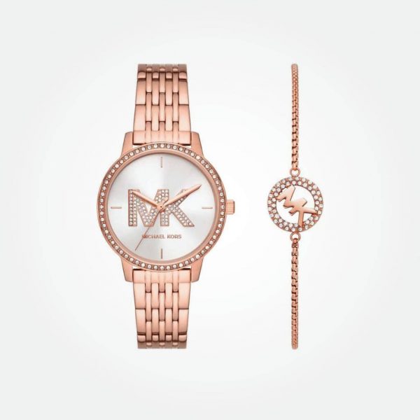 Michael Kors Melissa Quartz Silver Dial Rose Gold Steel Strap Watch for Women - MK1052