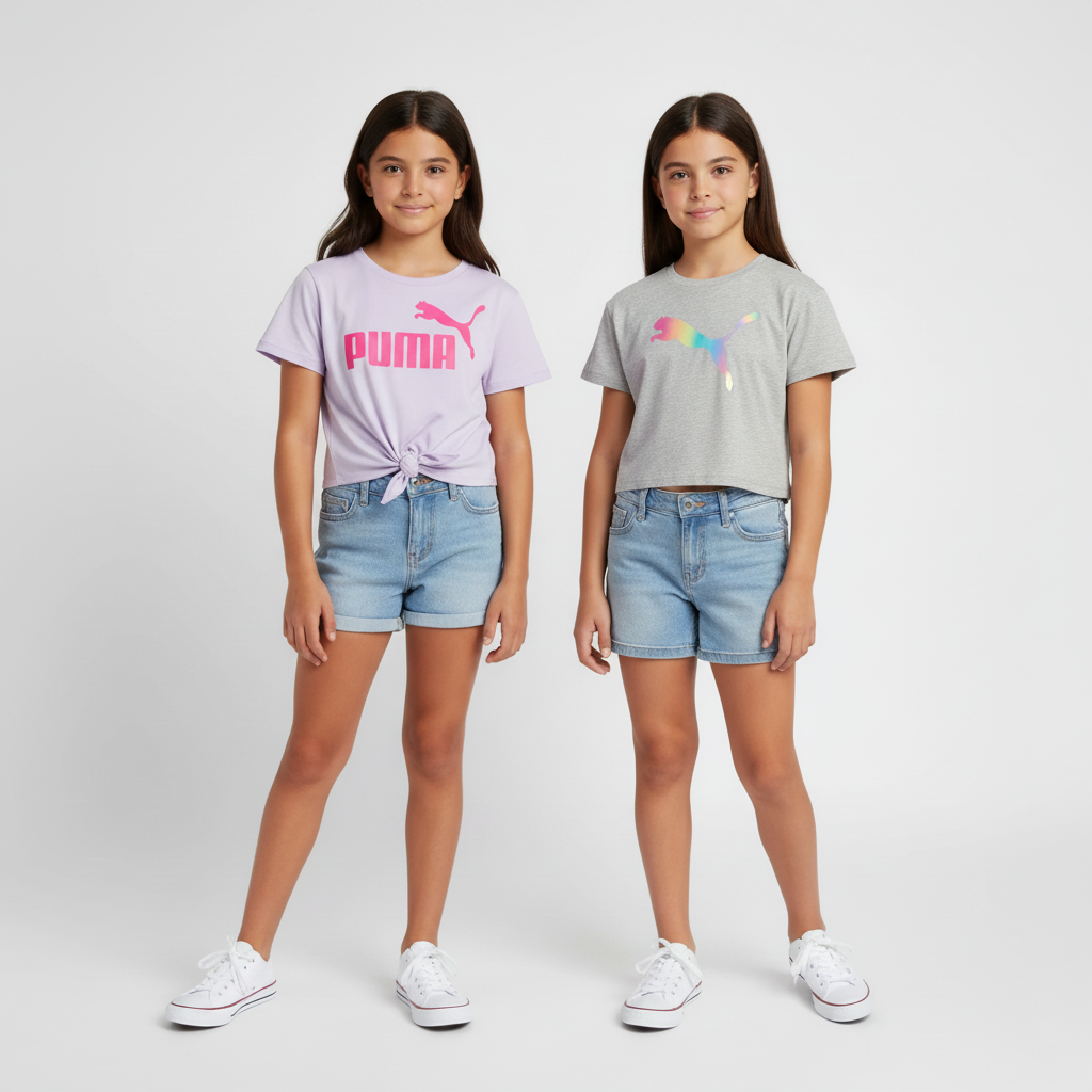 PUMA 2 PACK T-SHIRT FOR KIDS GIRLS 1 PUMA 2 PACK T-SHIRT FOR KIDS GIRLS