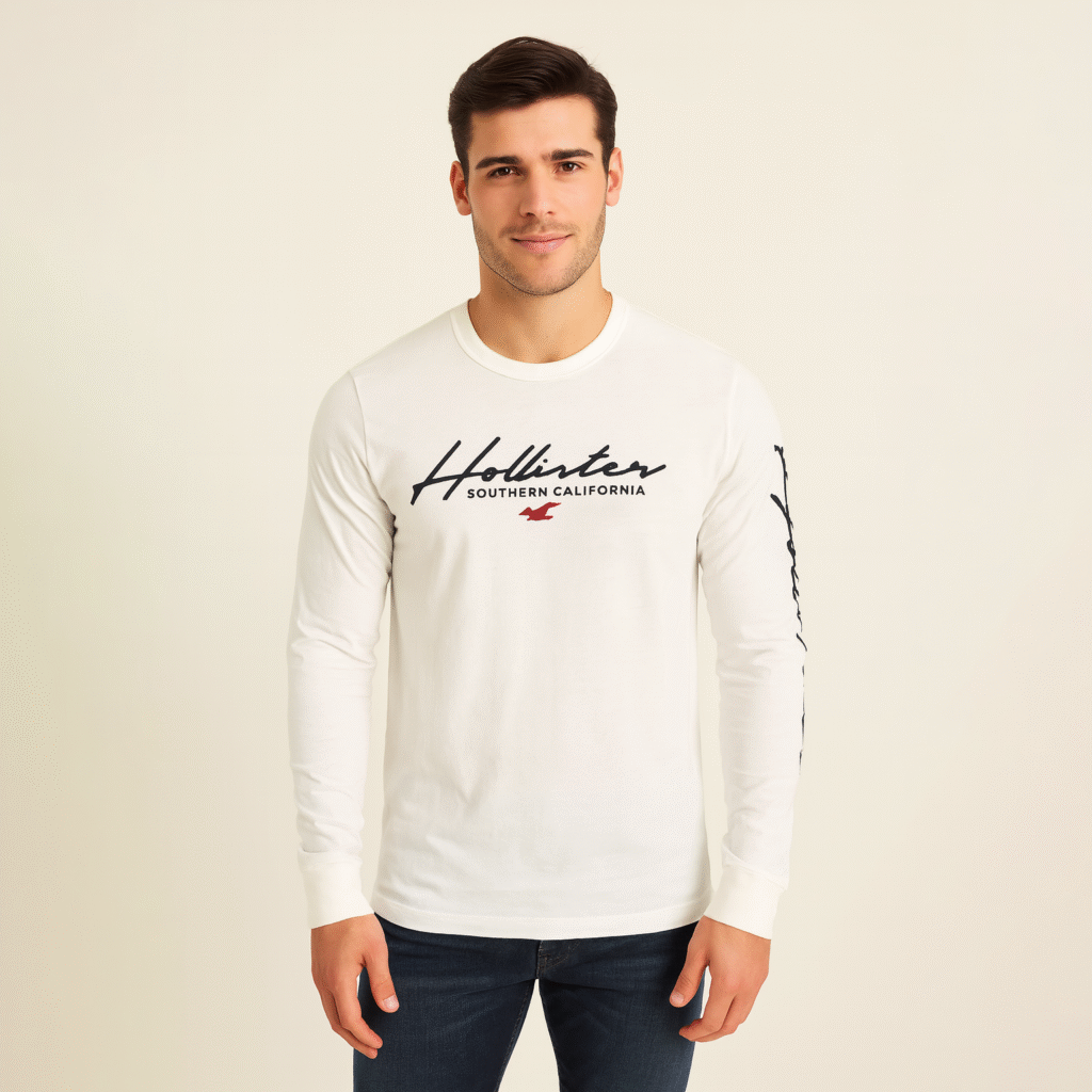 Hollister Men Long Sleeve Sweatshirt Embroidered Logo