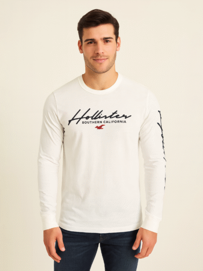 Hollister Men Long Sleeve Sweatshirt Embroidered Logo