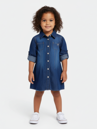 GUESS DENIM LONG SLEEVE DRESS FOR KIDS GIRLS