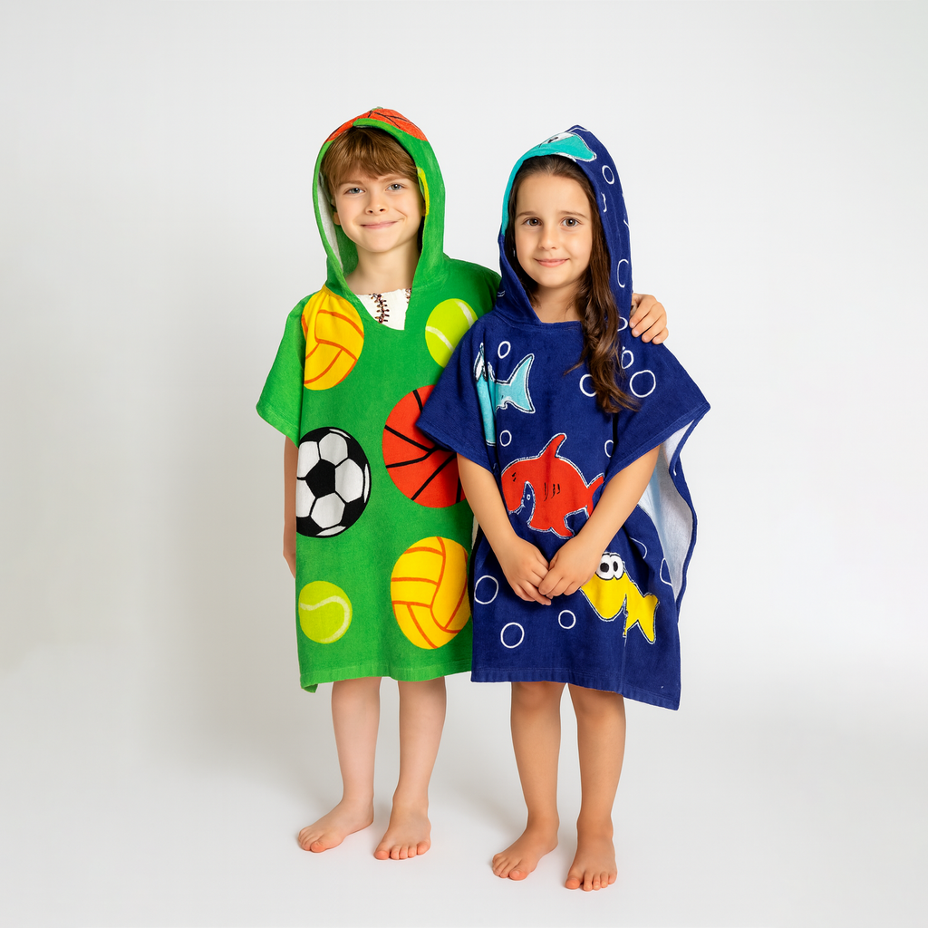 Just Kidding Kids Hooded Towel - Ball & Shark (Set Of 2) 1 Just Kidding Kids Hooded Towel - Ball & Shark (Set Of 2)