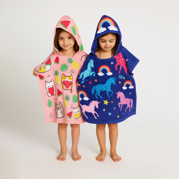 Just Kidding Kids Hooded Towel - Cat & Unicorn Set Of 2