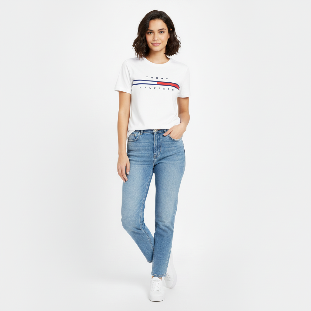 TOMMY HILFIGER WOMEN T-SHIRT GRAPHIC PRINT 1 TOMMY HILFIGER WOMEN T-SHIRT GRAPHIC PRINT