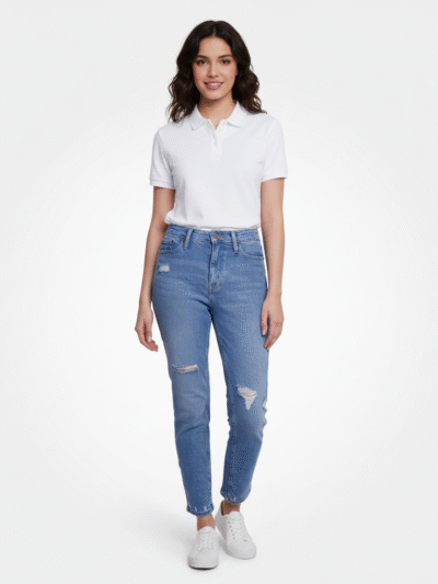 Calvin Klein Women's High Rise Tattered Slim Jeans