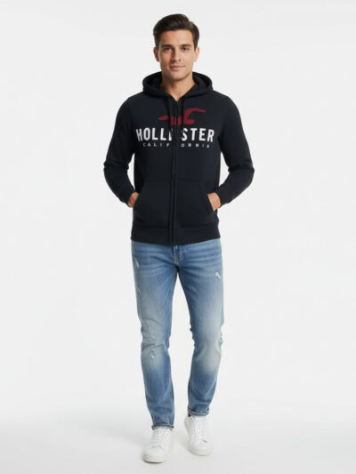 Hollister Men Hoodie Full-zip Big Logo