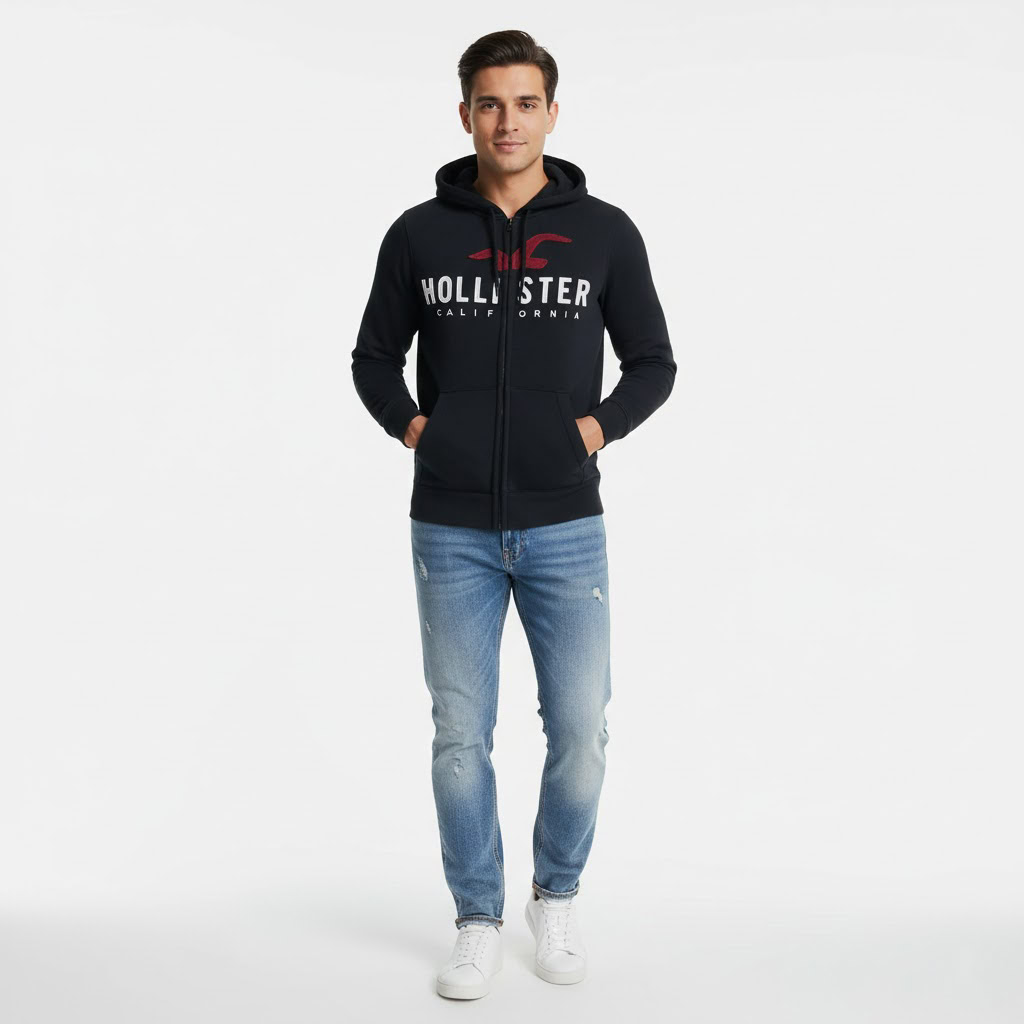 Hollister Men Hoodie Full-zip Big Logo 1 Hollister Men Hoodie Full-zip Big Logo