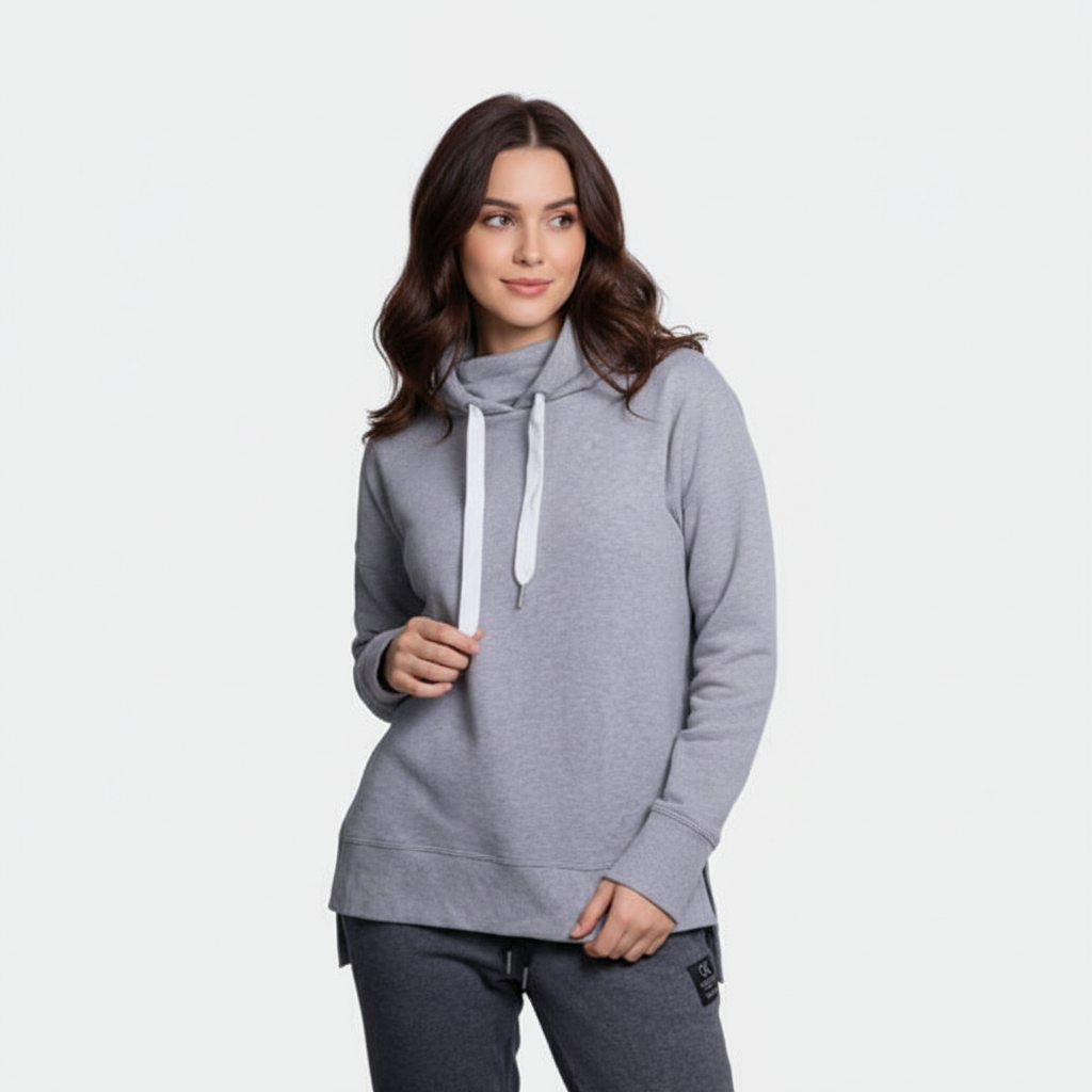 Calvin Klein Women's Long Neck Hoodie Sweatshirt 1 Calvin Klein Women's Long Neck Hoodie Sweatshirt