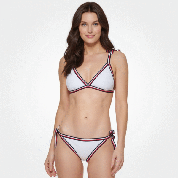 TOMMY HILFIGER WOMEN'S TIE TRIANGLE BIKINI TOP  AND BOTTOMS