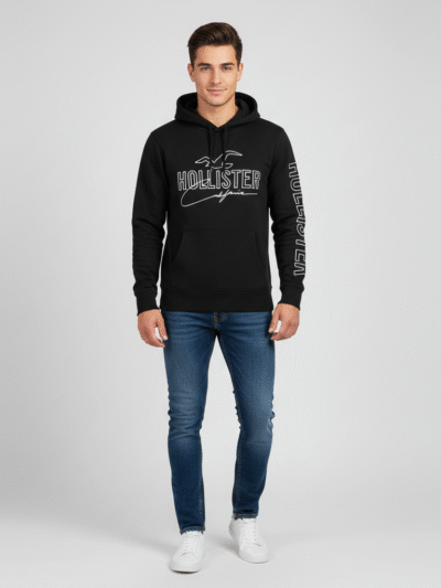 Hollister Men's Hooded Jacket Big Logo Print