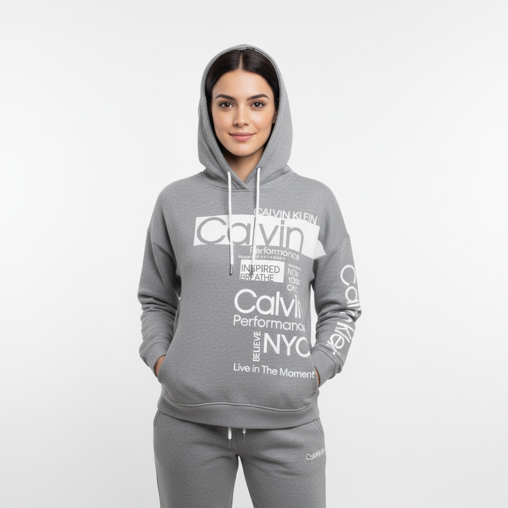 Calvin Klein Women's Hoodie Big Graphic Print Logo 1 Calvin Klein Women's Hoodie Big Graphic Print Logo