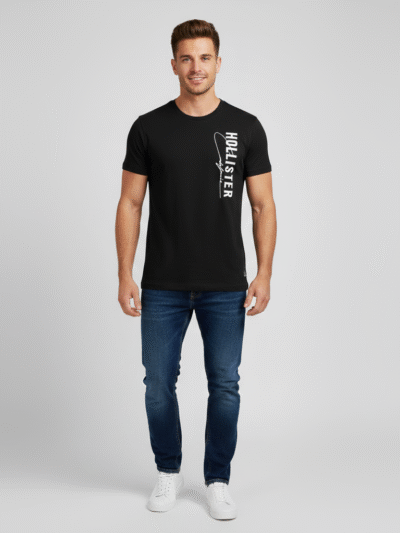 HOLLISTER MEN T-SHIRT BIG APPLIQUE LOGO