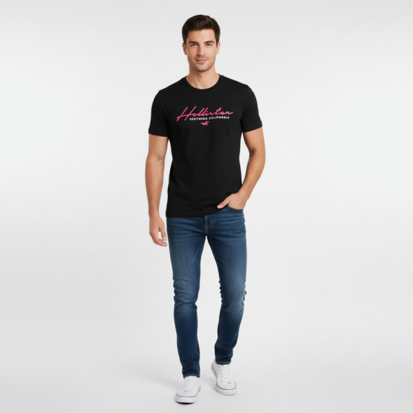 HOLLISTER MEN T-SHIRT BIG APPLIQUE LOGO