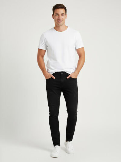 HOLLISTER MEN TATTERED JEANS SLIM TAPPER