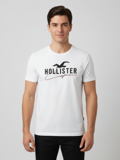 HOLLISTER CALIFORNIA MEN T-SHIRT BIG EMBROIDERED LOGO