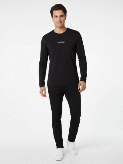 Calvin Klein Men's Long Sleeve Graphic Logo Black
