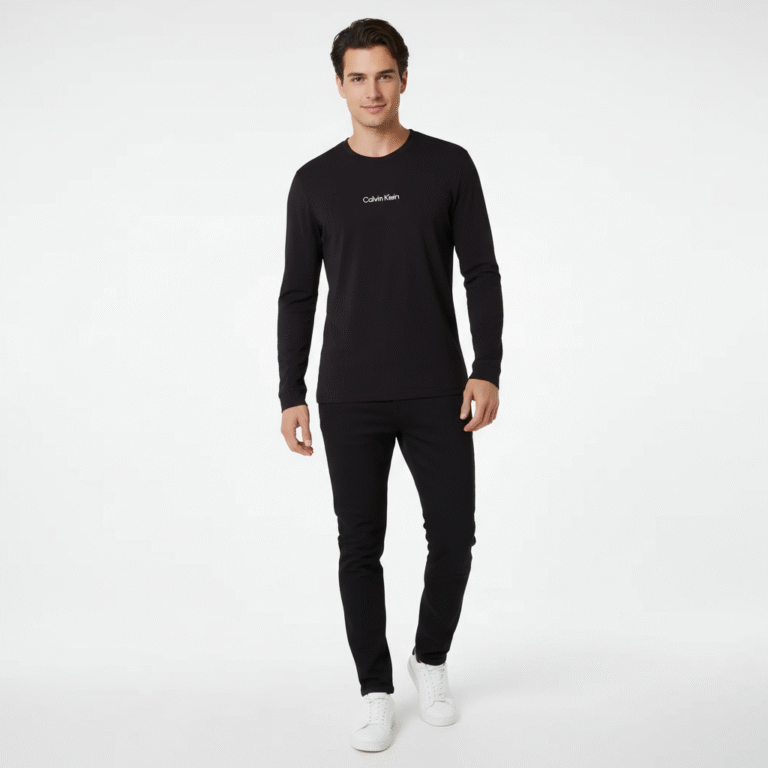 Calvin Klein Men's Long Sleeve Graphic Logo Black