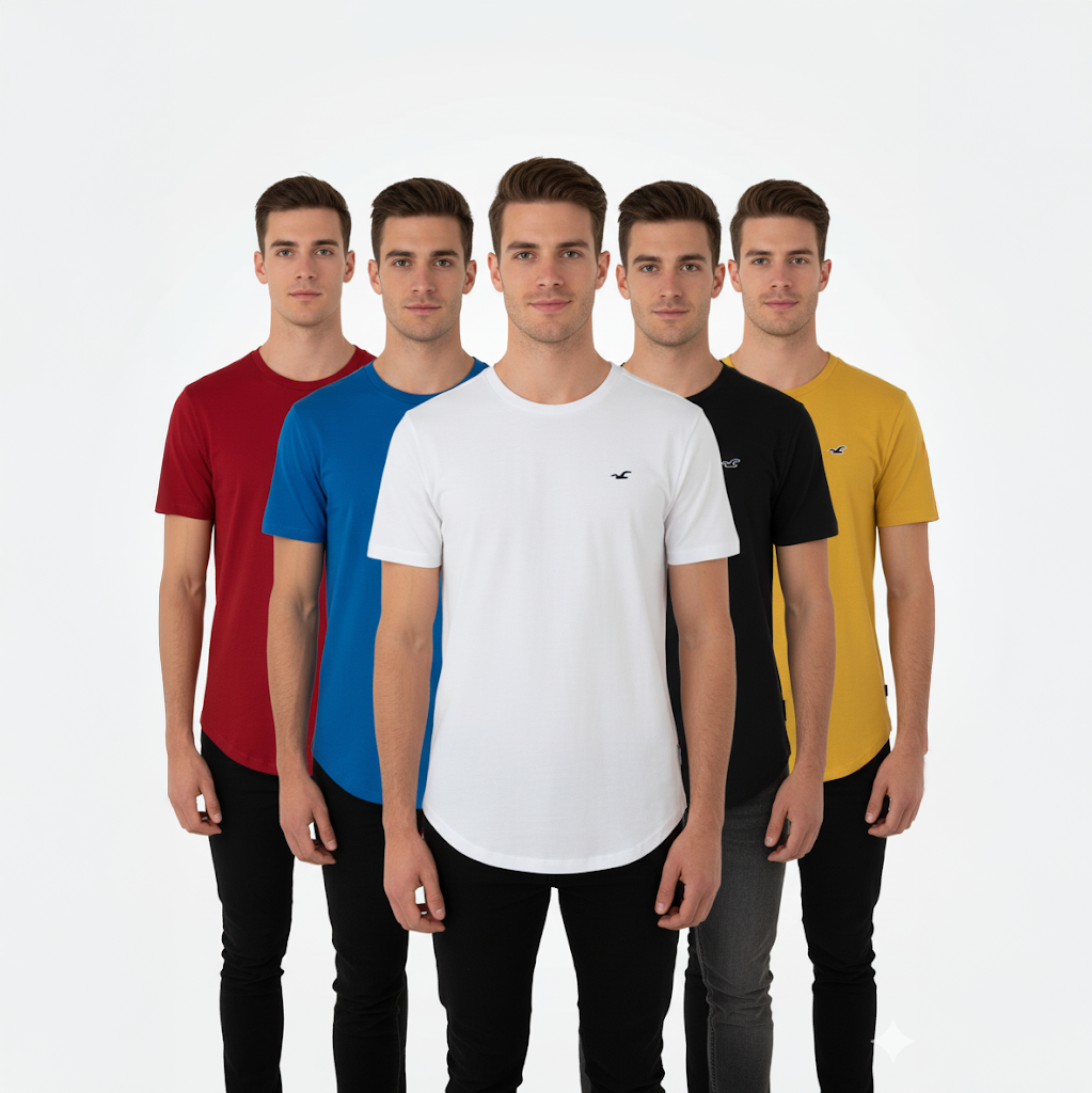 Hollister Men 5 Pack Curved Hem T-shirt 1 Hollister Men 5 Pack Curved Hem T-shirt