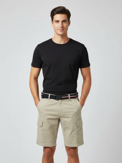 TOMMY HILFIGER MEN BELTED CHINO SHORTS 9" INSEAM