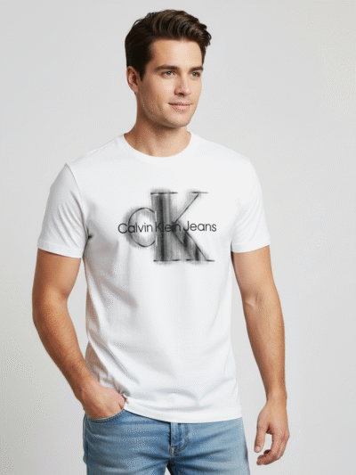 CALVIN KLEIN MEN T-SHIRT MONOGRAM STRIPES LOGO