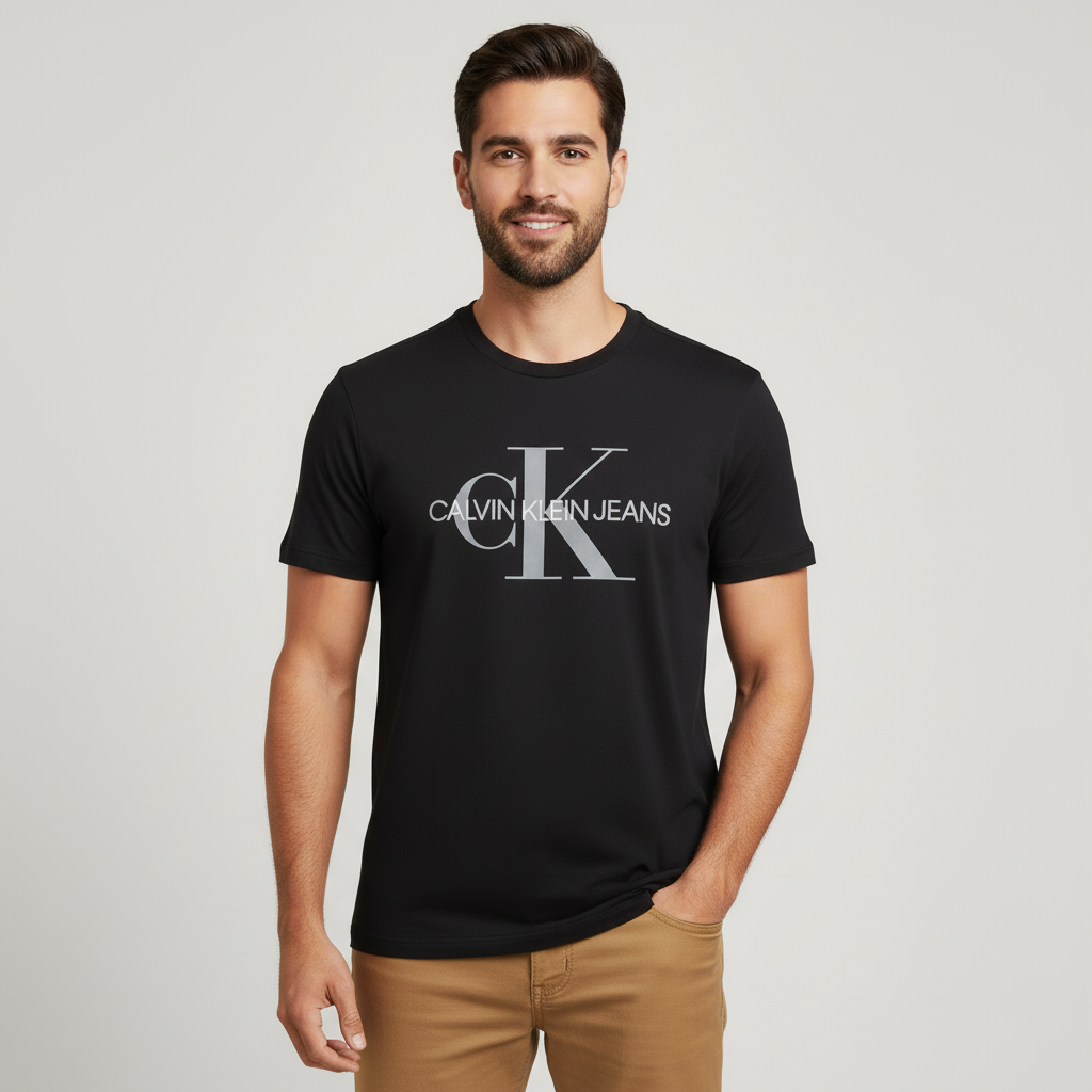 CALVIN KLEIN MEN'S MONOGRAM LOGO T-SHIRT 1 CALVIN KLEIN MEN'S MONOGRAM LOGO T-SHIRT