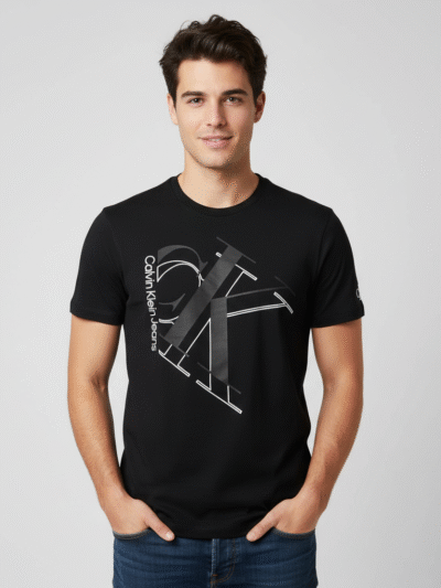 CALVIN KLEIN TWO TONED MONOGRAM LOGO T-SHIRT