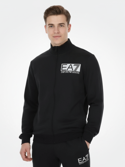 EA7 EMPORIO ARMANI FULL-ZIP SWEATSHIRT MONOGRAM LOGO