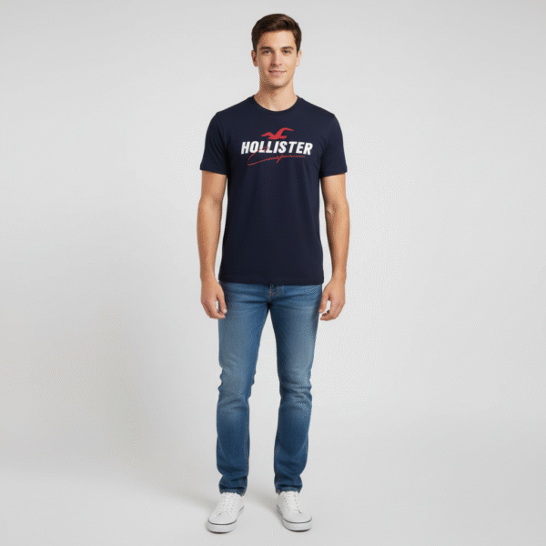 HOLLISTER MEN T-SHIRT BIG APPLIQUE LOGO