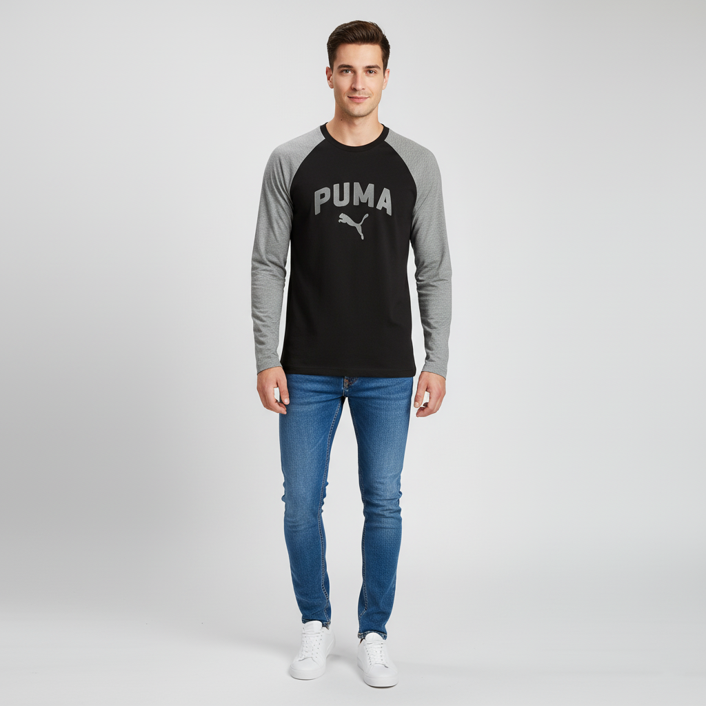 PUMA MEN LONG SLEEVE APPLIQUE LOGO 1 PUMA MEN LONG SLEEVE APPLIQUE LOGO